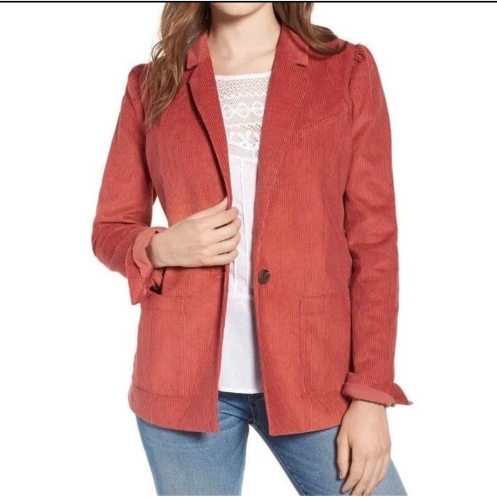 NWT Hinge Anthropologie Corduroy Blazer Sz L Minimalist Academia Coastal Grandma